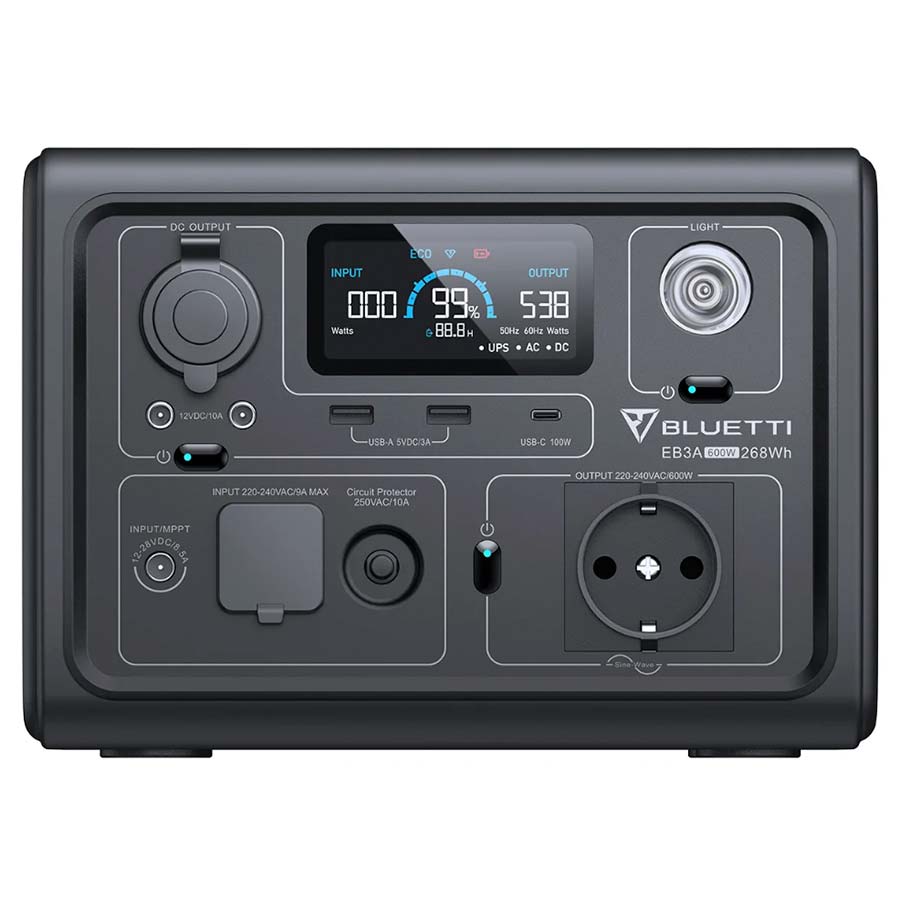 Bluetti-EB3A-Frontal Bluetti EB3A Generador Solar